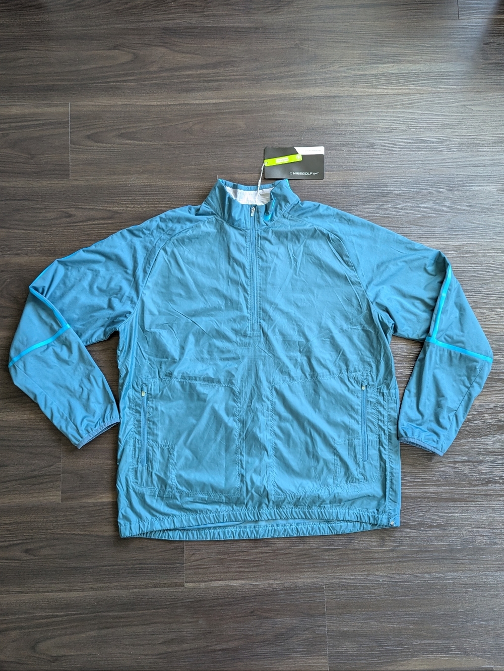 NWT Nike Golf Stretch Windbreaker 1/2 Zip Pullover XL Teal Blue Jacket Gorpcore